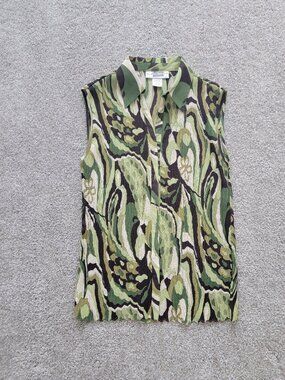 Vintage E.K. Designs Crinkle Mesh Top Groovy Abstract Plisse Forest Fairy Vest